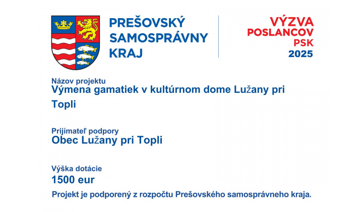 Fotka pre článok Výzva poslancov PSK 2025- Výmena gamatiek v kultúrnom dome Lužany pri Topli