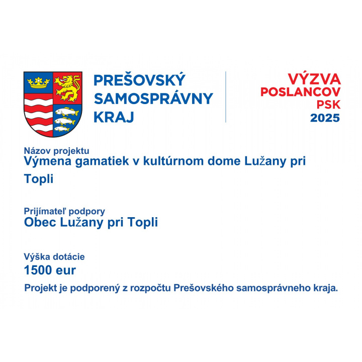 Menšia fotka pre článok Výzva poslancov PSK 2025- Výmena gamatiek v kultúrnom dome Lužany pri Topli